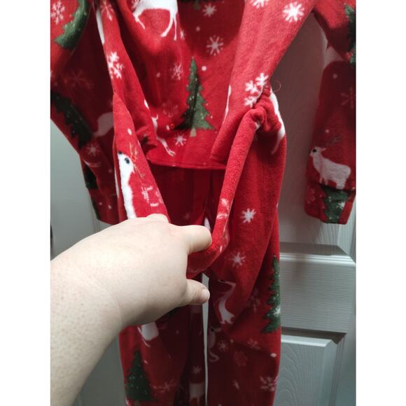XmasComing NEW Unisex Size Small Red Fleece One Piece Hooded Reindeer Pajamas - Picture 5 of 8